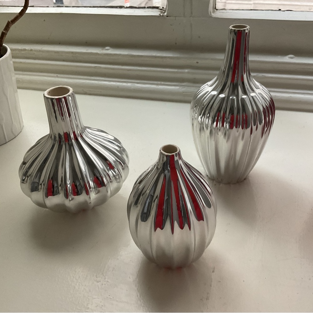 Jonathan Adler Trio of Silver Lantern Vases! FAB-U-LOUS!